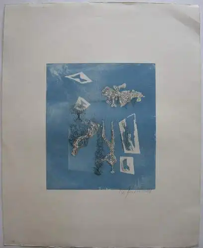 Mac Zimmermann  (1912-1995) Bildhauer A. U.  Orig Lithografie 1970 signiert 