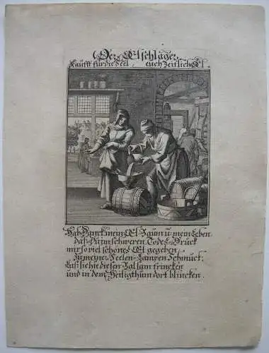 Der Ölschläger Kupferstich Christoph Weigel 1700 Ölmühle Abraham à St. Clara