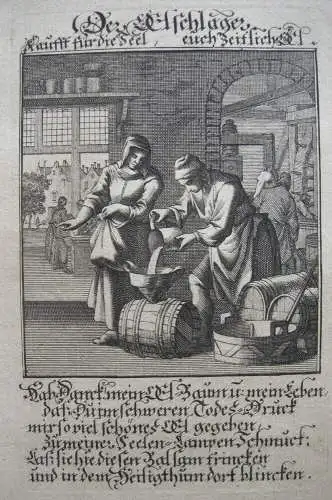 Der Ölschläger Kupferstich Christoph Weigel 1700 Ölmühle Abraham à St. Clara