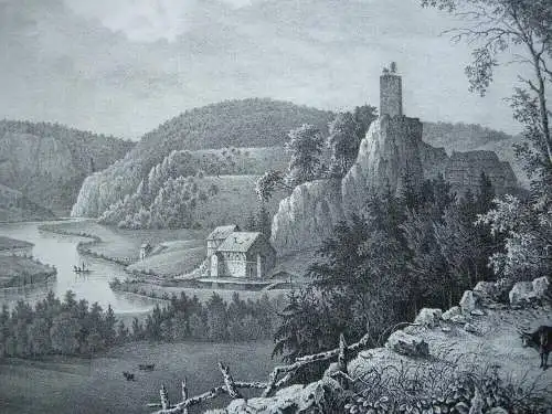 Dietfurt Sigmaringen Donautal Orig Lithografie Ring nach Adam 1829