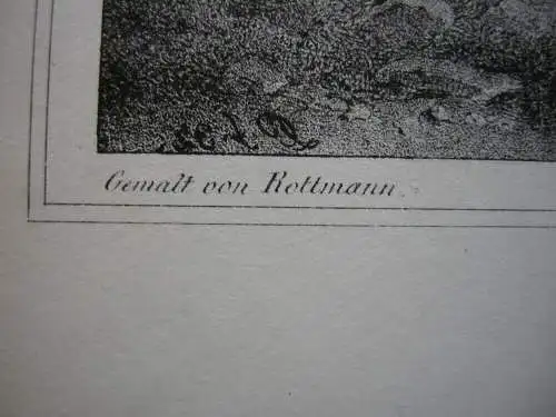 Golf von Baje Baiae Baia Neapel Lithografie Lebschee nach Rottmann 1832 Italia