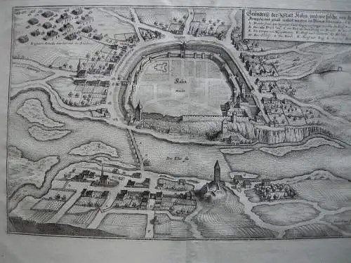 Kolin Böhmen Tschechien Grundriss-Plan Kupferstich Merian 1650 Cesky