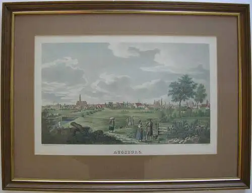 Augsburg Gesamtansicht Orig Lithografie Gustav Kraus 1828 