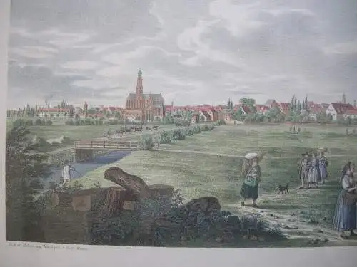 Augsburg Gesamtansicht Orig Lithografie Gustav Kraus 1828 