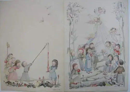 Telegramm Deutsche Reichspost Illustrationen Kinderszenen Else Eisgruber 1931 