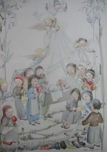 Telegramm Deutsche Reichspost Illustrationen Kinderszenen Else Eisgruber 1931 