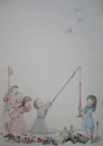 Telegramm Deutsche Reichspost Illustrationen Kinderszenen Else Eisgruber 1931 
