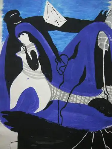 Ina Barfuss (1949) Figürliche Komposition Aquarell 1995 signiert 