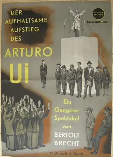 Plakat Berliner Ensemble Arturo Ui Brecht Entwurf Karl v. Appen 1961