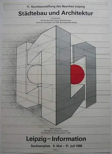 Frank Neubauer (1941) Plakat Städtebau Architektur Ausstellung Leipzig 1986