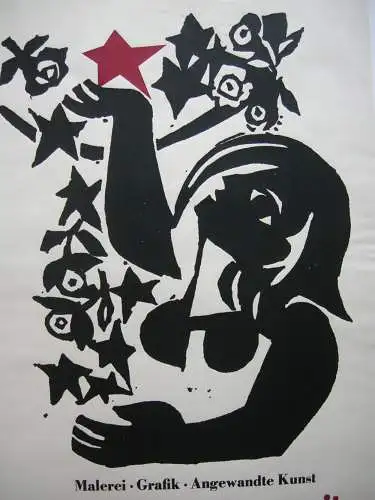 Plakat Ausstellung G. Meyer-Dennewitz Malerei Grafik Holzschnitt Leipzig 1975
