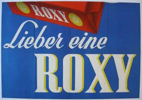 Plakat Reklame Roxy Zigaretten Werbeplakat  2 Teile Orig Lithografie 1960