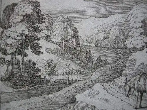 Matthaeus I Merian (1593-1650) Landschaft mit Packeseln Radierung 1630