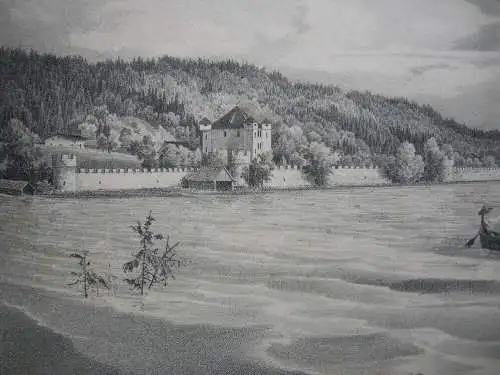 C. A. Lebschee (1800-1877) Possenhofen Orig Lithografie 1830 Starnberger See