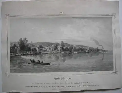 C. A. Lebschee (1800-1877) Possenhofen Starnberger See Stahlstich 1853 Sissi