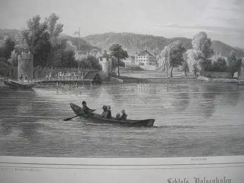 C. A. Lebschee (1800-1877) Possenhofen Starnberger See Stahlstich 1853 Sissi