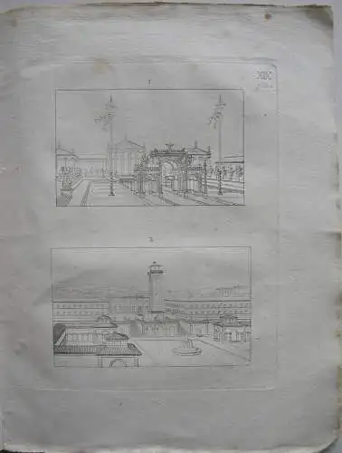 K. M. Heigelin Lehrbuch höhere Baukunst 3 Bände 66 Kupfertafeln 1828-32