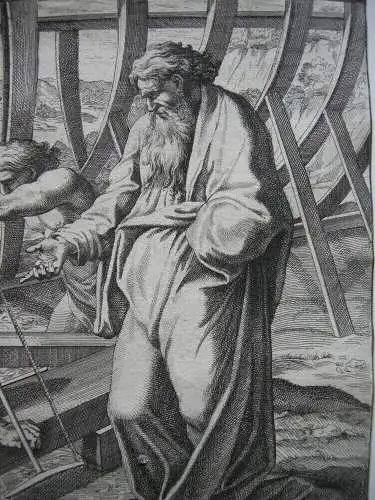 Nicolas Chaperon (1612-1656) Noah baut die Arche Radierung nach Raffael 1649