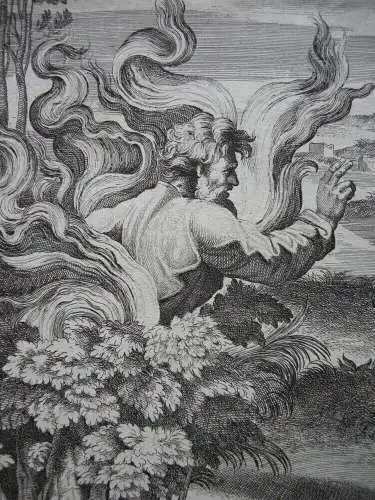 Nicolas Chaperon (1612-1656) Moses vor brennendem Dornbusch Radierung 1649