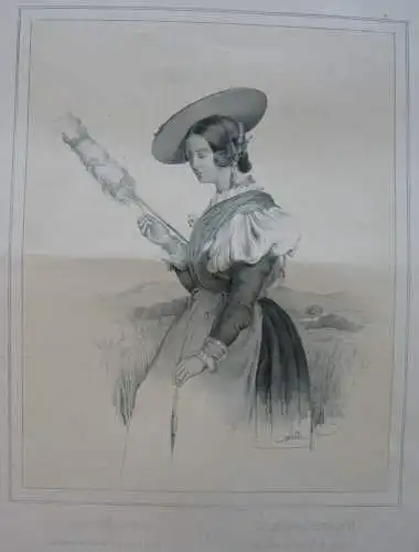 Contadina di Dignano Triest Orig. Lithografie August Tischbein Selb 1842