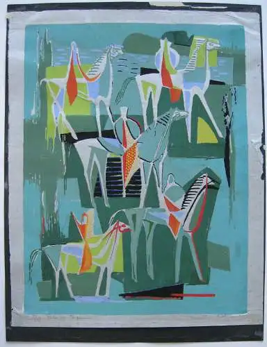 Hugo Körte (1897-1974) Reiter von Tarquinia Orig. Serigrafie 1959 signiert 5/11