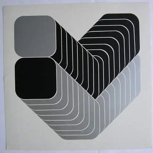 Thomas Lenk (1933-2014) Schichtungen Schwarz Silber Orig Serigrafie 1970 sign