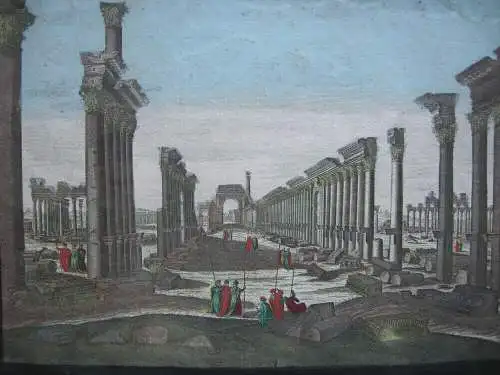 Guckkastenblatt Ruinen von Palmyra Kupferstich Stelzer 1750 Probst Optical view
