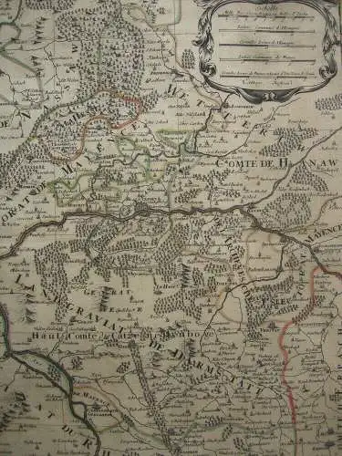 Bistum Mainz Katzenellenbogen kolor Orig Kupferstichkarte Sanson 1692