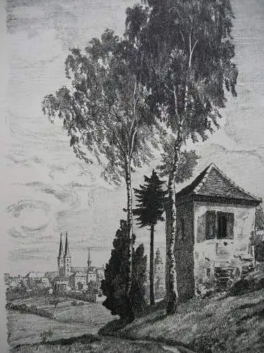 Hans Waltenberger (1883-1960) Bamberg Feldhüterhäuschen Lithografie signiert