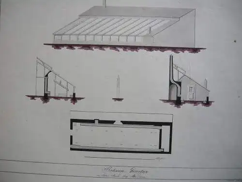 Gewächshäuser Sans Souci Potsdam Botan Garten Dresden Tusche Aquarell 1830 Wild