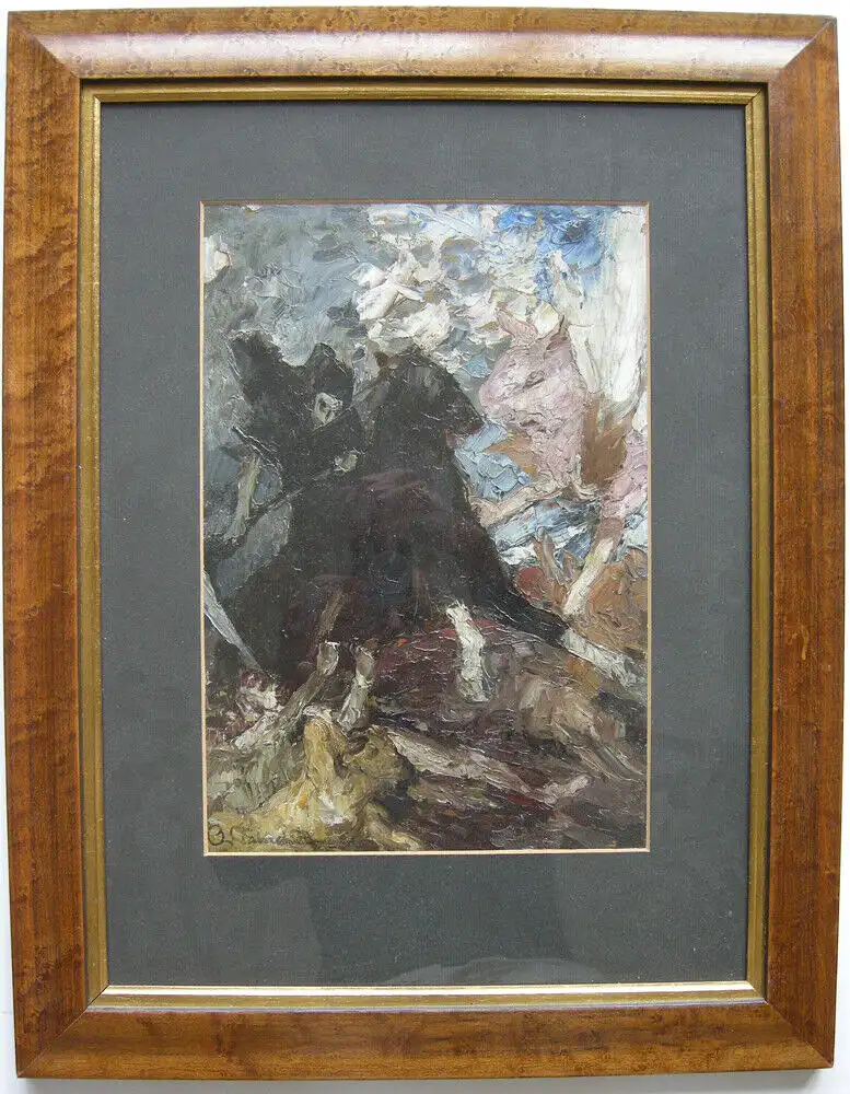 Otto von Faber du Faur (1828-1901) Schlachtengetümmel Öl auf Karton signiert   0