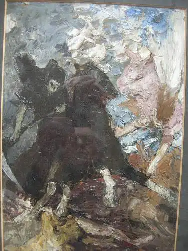 Otto von Faber du Faur (1828-1901) Schlachtengetümmel Öl auf Karton signiert  