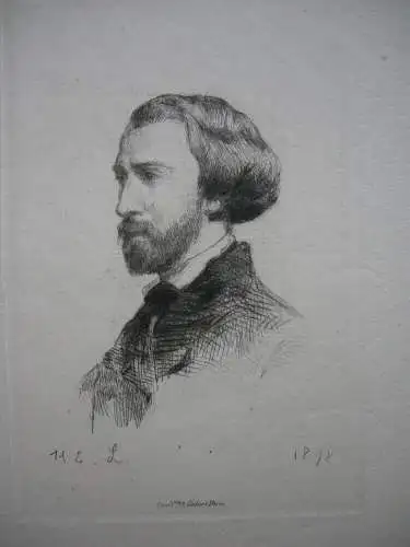 Alfred de Musset (1810-1887) französischer Schiftsteller Orig Radierung 1878