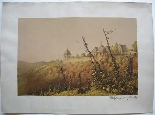 Eduard Hildebrandt (1817-1868) Schloss auf dem Gaisberg Chromolithographie 
