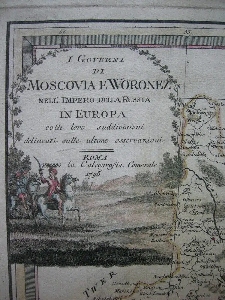 Russland Oblast Moskau Woronesch kolor Kupferstichkarte Giov. Cassini 1795 2