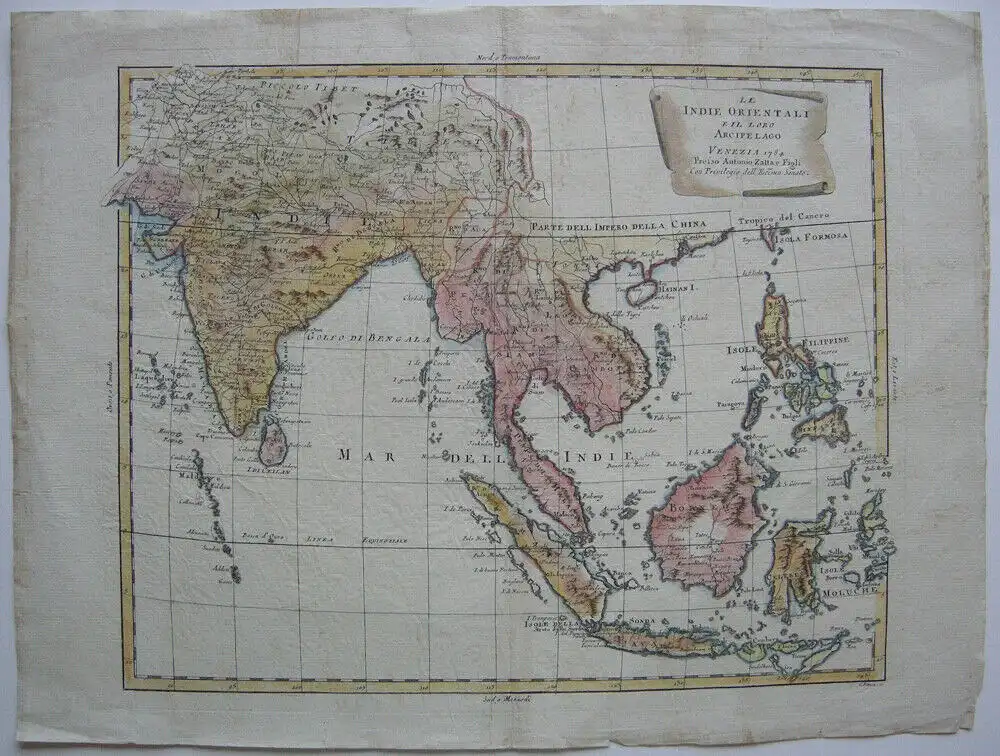Indien Thailand Malaiischer Archipel Indonesien kol Kupferstichkarte Zatta 1784 0