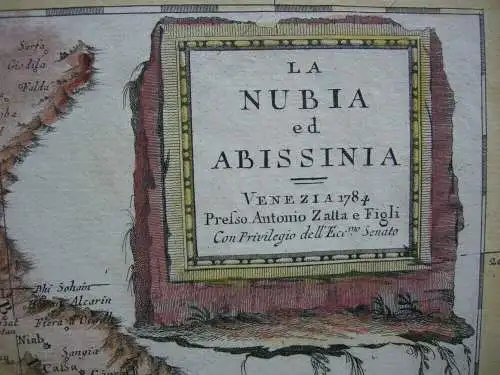 Nubien Abessinien Afrika Ägypten Äthiopien kolor Kupferstichkarte Zatta 1785