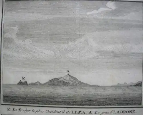 Marianen Insel Lema Orig Kupferstich George Anson 1749 Ozeanien