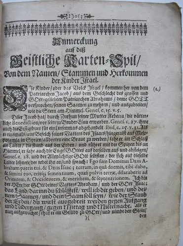 Andreas Strobl Geistliche Deutsche Karten-Spil Sulzbach 1693 Barock Kupferstiche