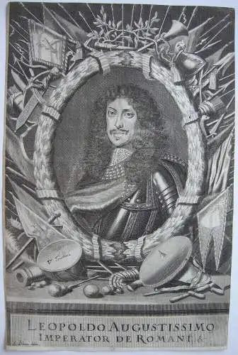 Leopold I. (1640-1705) Kaiser Hl. Röm Reich Orig Radierung Böner um 1700