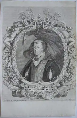 Eleonora Gonzaga (1628-1686) Kaiserin Ehefrau Ferdinand III. Orig Radierung 1690