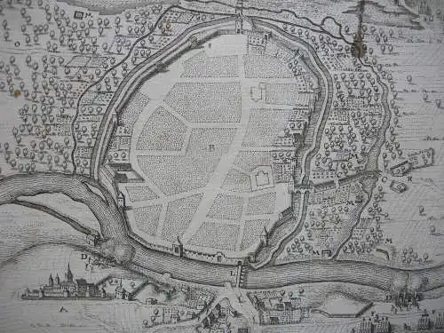 Bernburg Saale Sachsen-Anhalt Dreißigjähr Krieg Orig Kupferstich Merian 1650