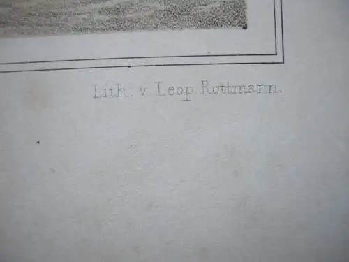 Traunfall Orig. Lithografie Leopold Rottmann nach G. Pezolt um 1860 Österreich