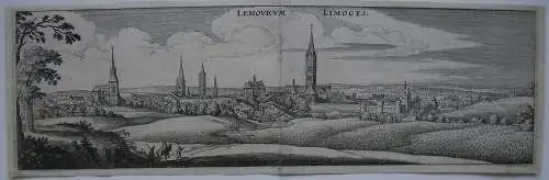 Limoges France Nouvelle Aquitaine Gesamtansicht M. Merian 1646 Orig Kupferstich 