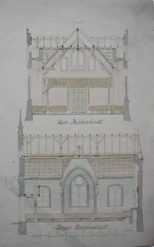 Parentationshalle Lichtenstein Entwurf G. Reichenbach 1885 Aquarell Sachsen