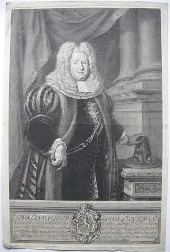 Gustav Georg Tezel (1640–1728)  Nürnberger Patrizier Orig Kupferstich Preisler 