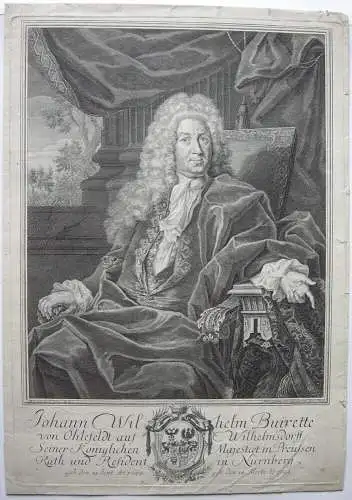 Joh. Wilh. Buirette (1668–1722)  Preußischer Rat Orig Kupferstich Bernigerroth 