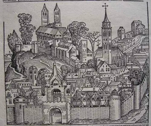 Westfalen Hessen Städte  Orig Holzschnitt Schedel Weltchronik 1493 