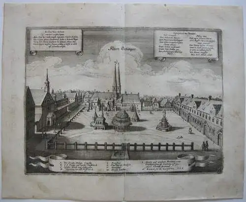 Altötting  Oberbayern Kapellplatz Orig Radierung Matthäus Merian 1650