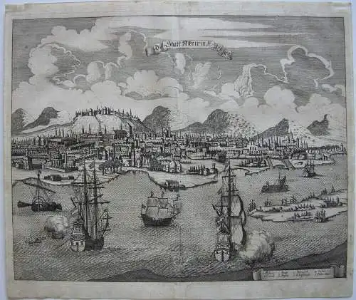 Algier Gesamtansicht Karavellen Orig Kupferstich 1685 Afrika Alger Algerien